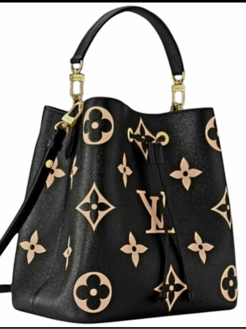 Louis Vuitton Black & Nude Monogram Drawstring Shoulder Bag